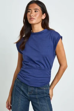 T-shirt Slub À Taille Froncée