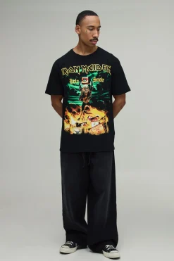 boohooMAN T-shirt Sous Licence Iron Maiden Coupe Oversize Avec Imprimé Grande Échelle<Homme T-Shirts Impriméstendances|T-Shirts