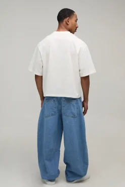 boohooMAN T-shirt Surdimensionné Boxy En Jersey Épais Avec B Brodé Et Finition Pêche<Homme Nouveautés Grande Taille|T-Shirts