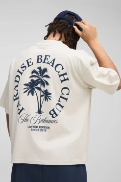T-shirt surdimensionné à coupe boxy et col allongé Paradise Beach Club Palm Tree