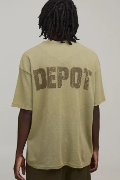 boohooMAN T-shirt surdimensionné délavé Depot Waffle<Homme T-Shirts Impriméstendances|T-Shirts
