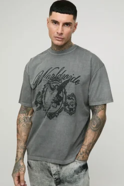 T-shirt surdimensionné grand format, imprimé Renaissance lavé