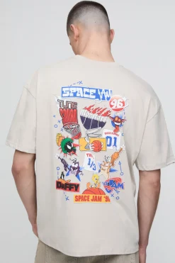T-shirt Surdimensionné Imprimé Dessin Animé Space Jam Sous Licence
