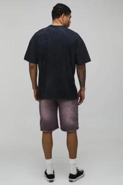 T-shirt Surdimensionné Noir Délavé À L'acide Avec Imprimé Gothique Worldwide