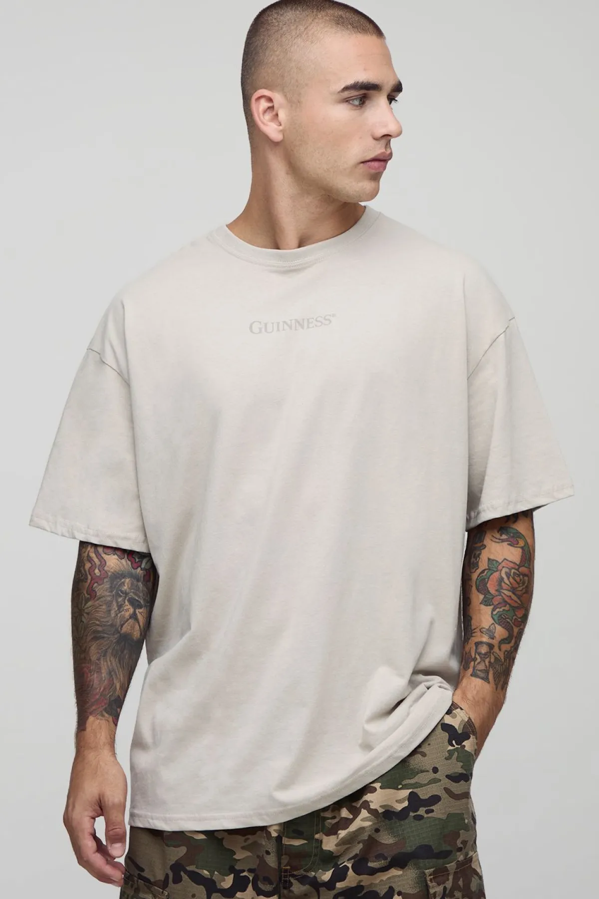 boohooMAN T-shirt surdimensionné Stone imprimé sous licence Guinness<Homme T-Shirts Impriméstendances|T-Shirts