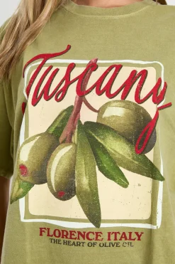 T-shirt surteint imprimé aux olives de Toscane