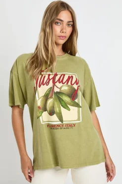 T-shirt surteint imprimé aux olives de Toscane
