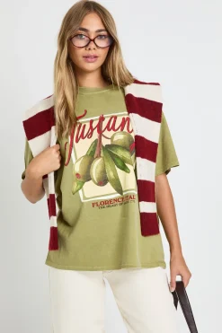 T-shirt surteint imprimé aux olives de Toscane
