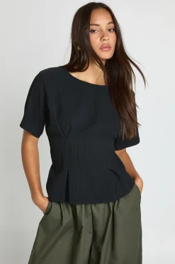 boohoo T-shirt à taille cintrée en côte ottomane<Femme Tops