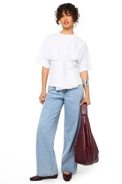 boohoo T-shirt à taille corsetée avec fermeture à crochet et œillet<Femme Tops