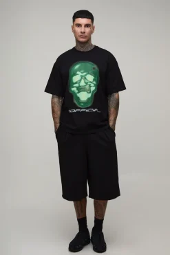 boohooMAN T-shirt Tall Afterlight À Manches Courtes Imprimé Squelette<Homme Tout Afficher|Tout Afficher