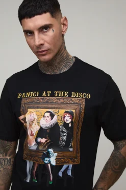 boohooMAN T-shirt Tall Coupe Regular Imprimé Sous Licence Panic At The Disco<Homme Tout Afficher|Tout Afficher