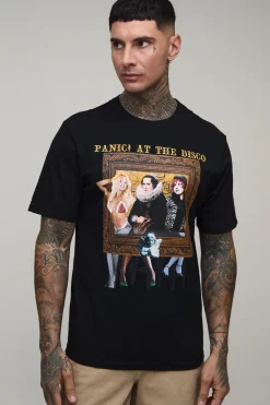 boohooMAN T-shirt Tall Coupe Regular Imprimé Sous Licence Panic At The Disco<Homme Tout Afficher|Tout Afficher