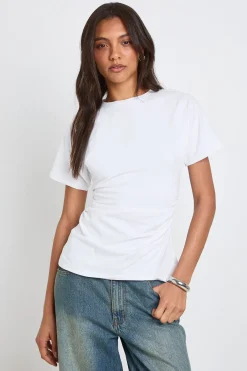 boohoo T-shirt Tall En Jersey À Taille Froncée Et Manches Courtes<Femme Tops