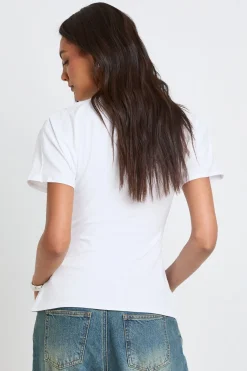 boohoo T-shirt Tall En Jersey À Taille Froncée Et Manches Courtes<Femme Tops