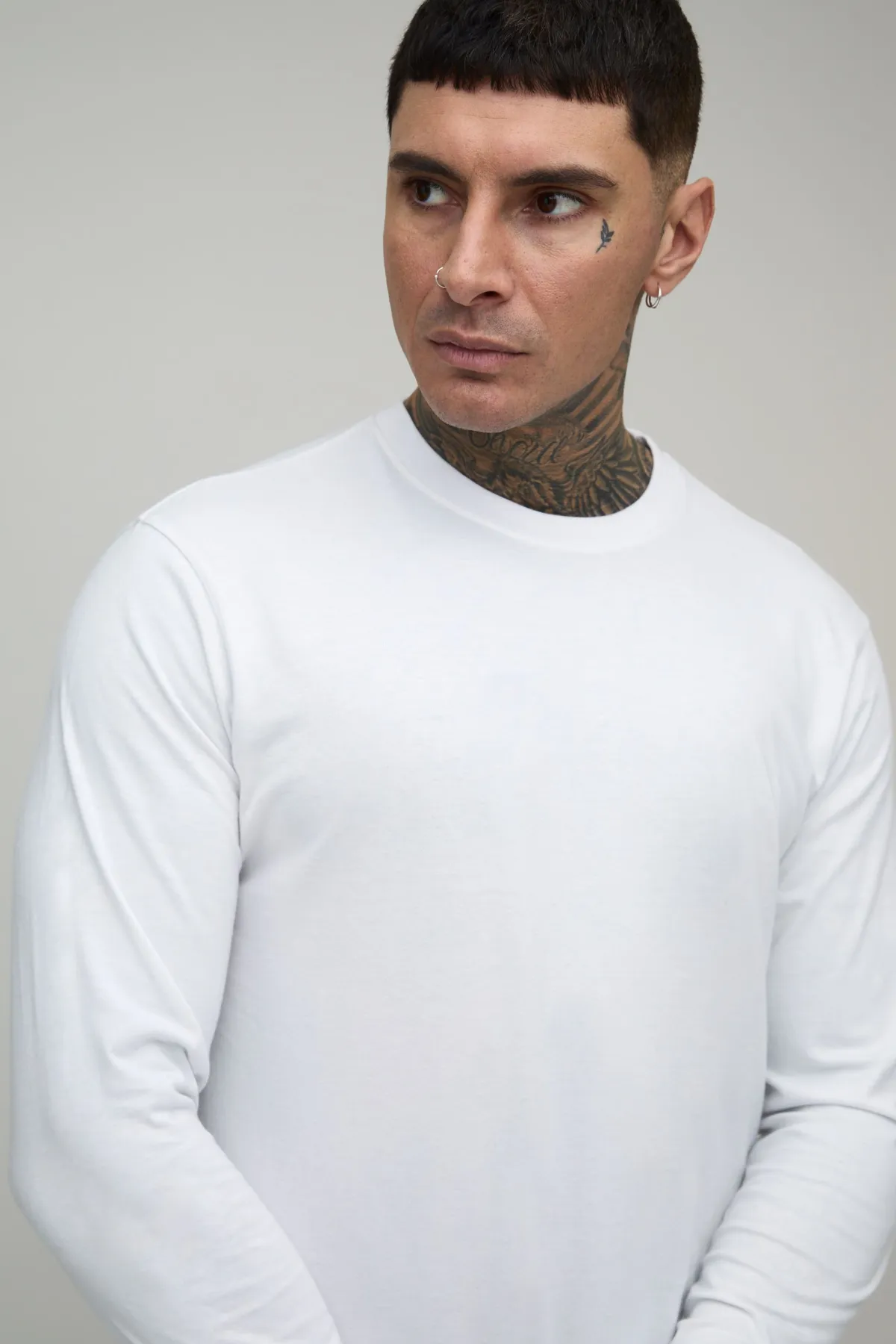 boohooMAN T-shirt Tall À Manches Longues Col Rond<Homme Tout Afficher|Tout Afficher
