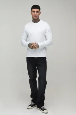 boohooMAN T-shirt Tall À Manches Longues Col Rond<Homme Tout Afficher|Tout Afficher