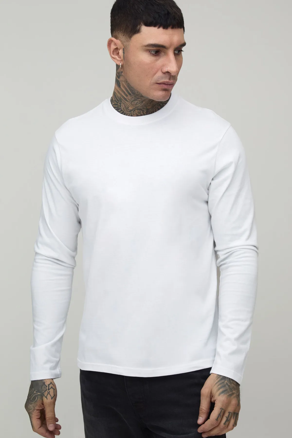 boohooMAN T-shirt Tall À Manches Longues Col Rond<Homme Tout Afficher|Tout Afficher