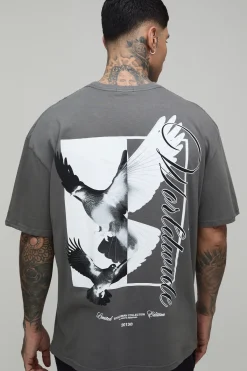 boohooMAN T-shirt Tall Oversized Dove avec Imprimé Dos Worldwide<Homme Tout Afficher|Tout Afficher