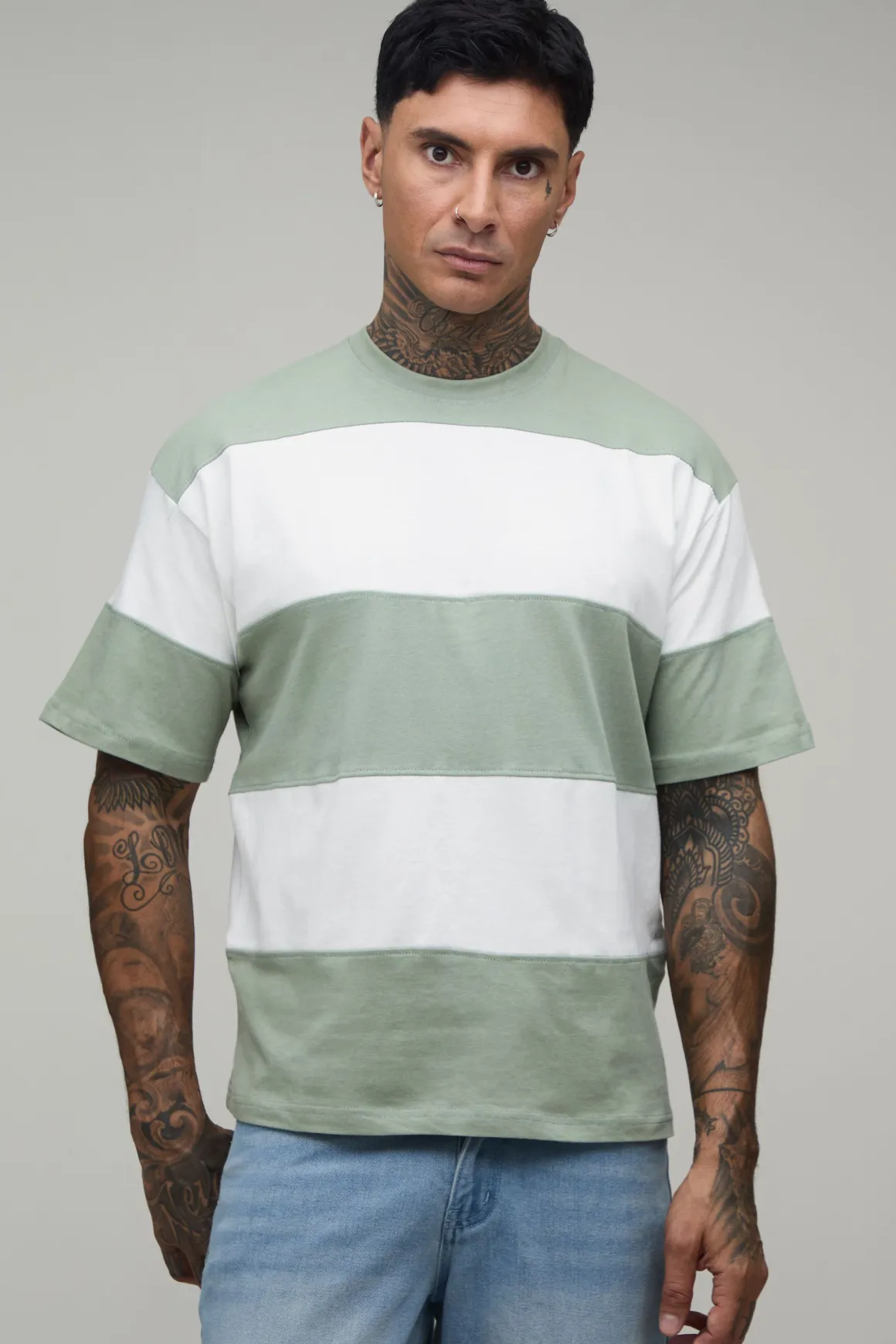 T-shirt Tall Oversized À Rayures Color Block