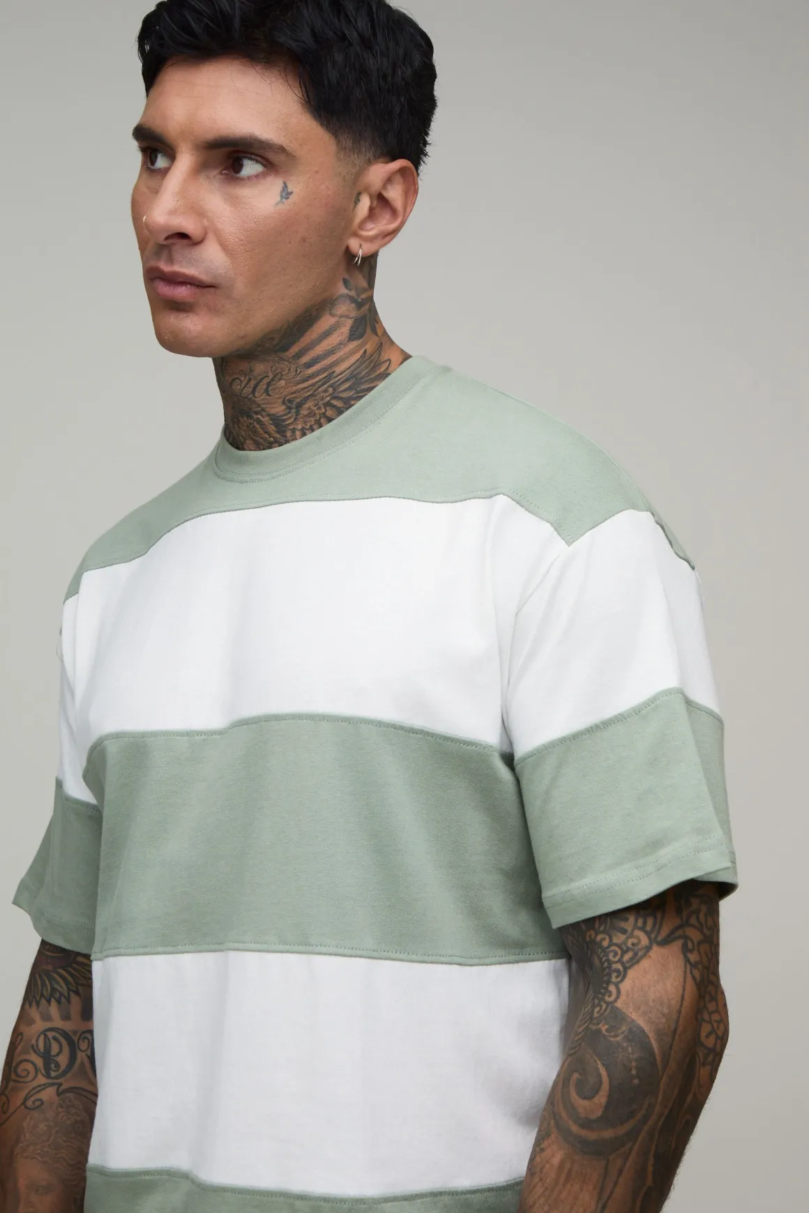 T-shirt Tall Oversized À Rayures Color Block