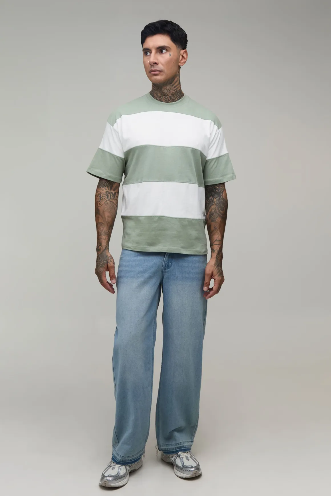 T-shirt Tall Oversized À Rayures Color Block