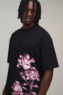 T-shirt Tall Oversize À Imprimé Floral Effet Flou
