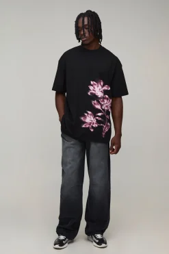 T-shirt Tall Oversize À Imprimé Floral Effet Flou