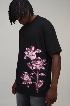 T-shirt Tall Oversize À Imprimé Floral Effet Flou