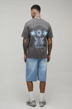 T-shirt Tall Oversize Imprimé Palmier Sous Licence Cafe Del Mar