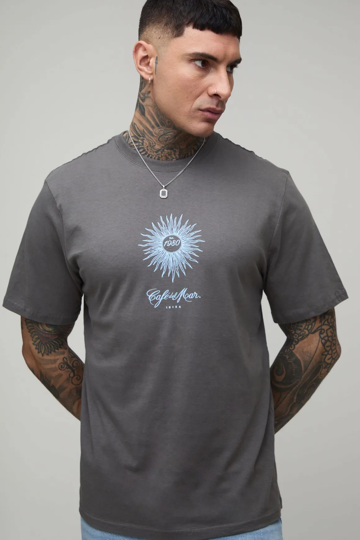 T-shirt Tall Oversize Imprimé Palmier Sous Licence Cafe Del Mar