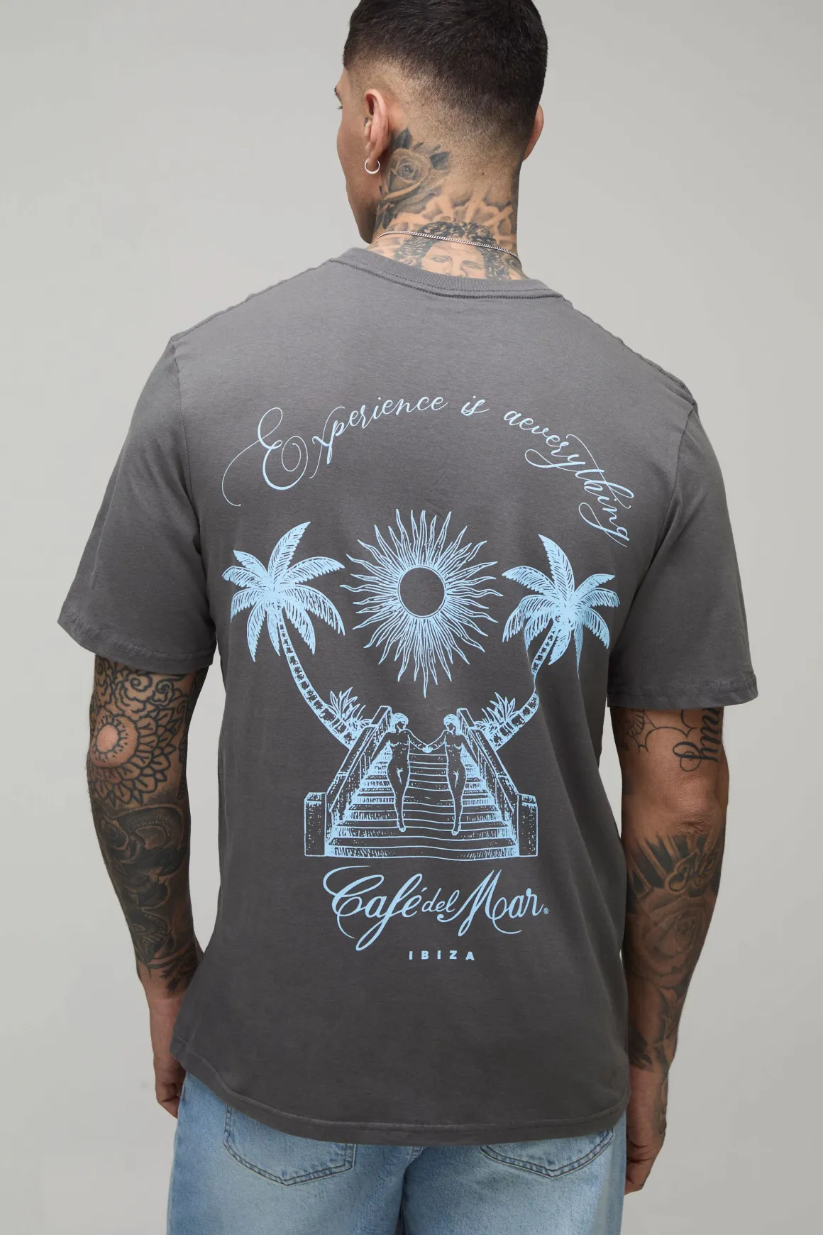 T-shirt Tall Oversize Imprimé Palmier Sous Licence Cafe Del Mar
