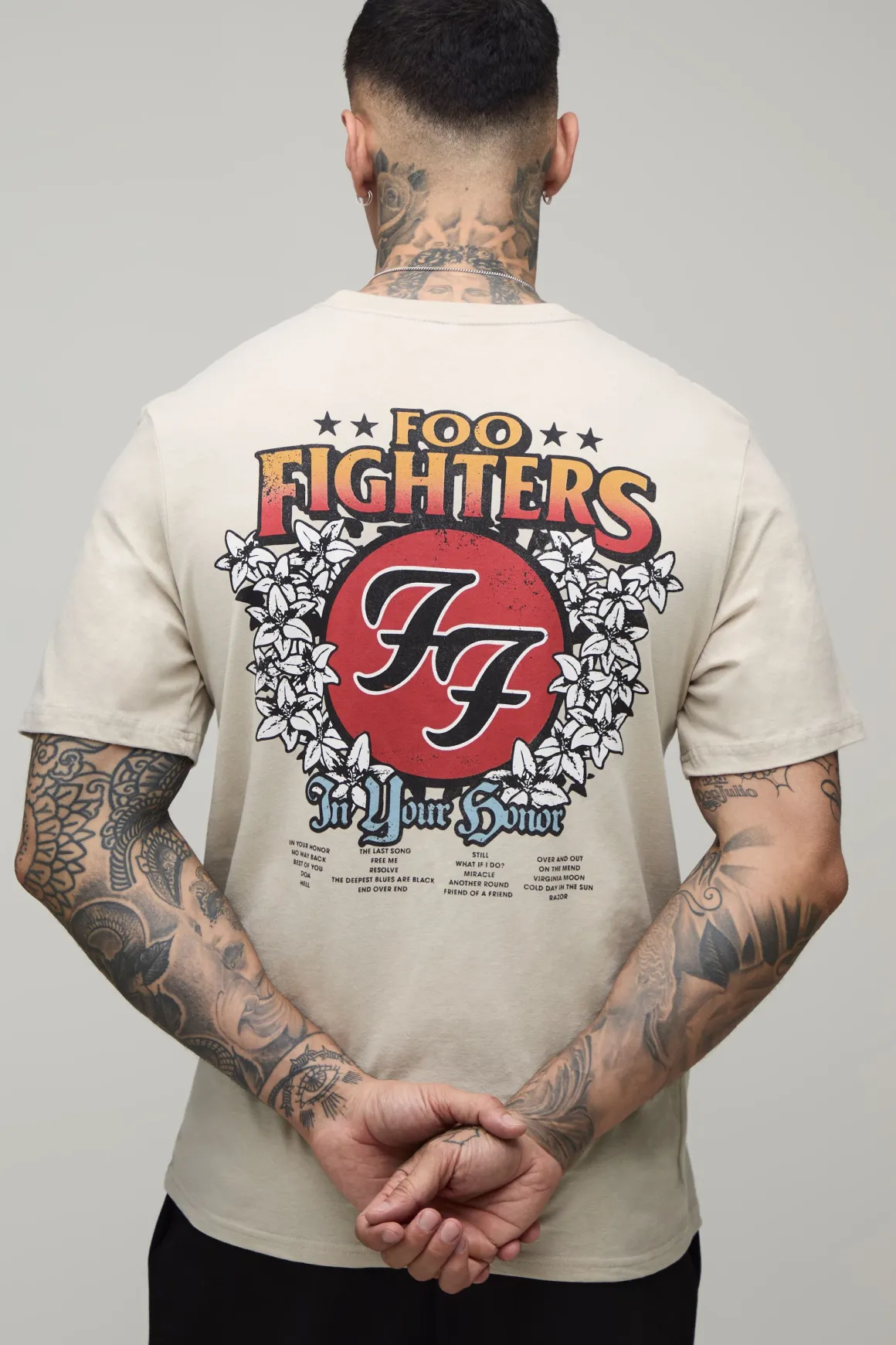 T-shirt Tall Regular À Imprimé Floral Sous Licence Foo Fighters