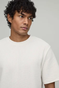boohooMAN T-shirt Texturé Coupe Regular<Homme Tenues De Soirée Grande Taille|Tout Afficher