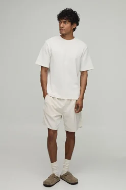 boohooMAN T-shirt Texturé Coupe Regular<Homme Tenues De Soirée Grande Taille|Tout Afficher