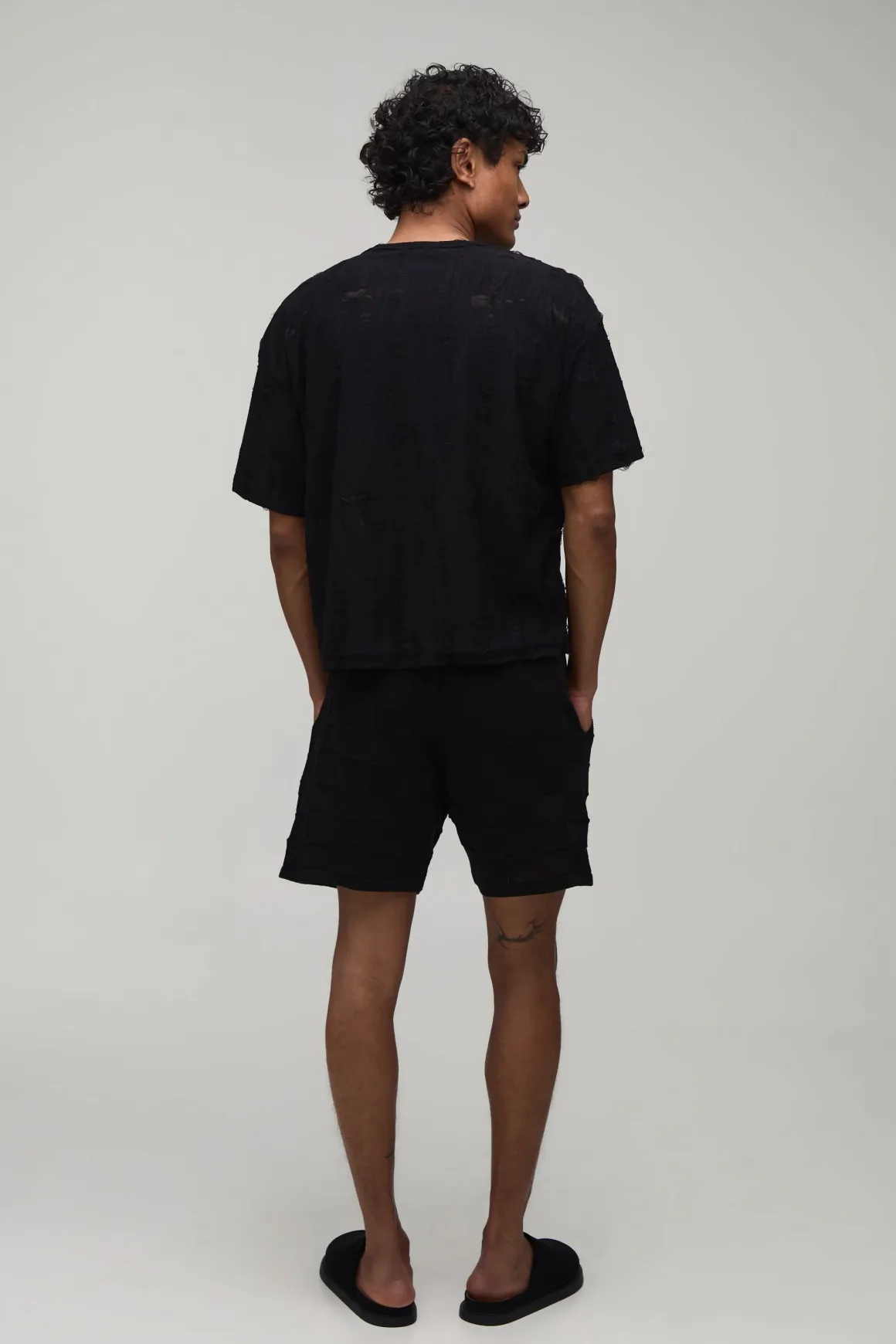 T-shirt Tissé Délavé Effet Usé Coupe Ample Oversize