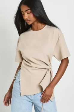 boohoo T-shirt Tissé À Fronces Latérales<Femme Tops