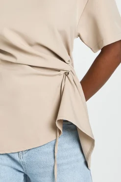boohoo T-shirt Tissé À Fronces Latérales<Femme Tops