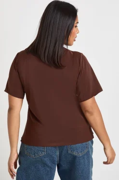 boohoo T-shirt Tissé Grande Taille Avec Détails De Finition<Femme Looks Chocolat|Tops