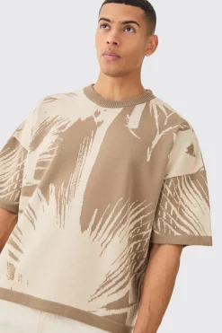 T-shirt tricoté abstrait tonal surdimensionné