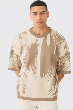 T-shirt tricoté abstrait tonal surdimensionné