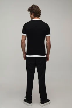 T-shirt Tricoté Ajusté À Bandes Contrastées