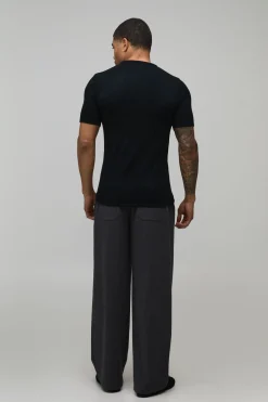 boohooMAN T-Shirt Tricoté Doux Coupe Moulante<Homme Nouveautés Grande Taille|Tout Afficher