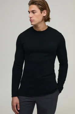T-Shirt Tricoté Doux à Manches Longues Coupe Moulante