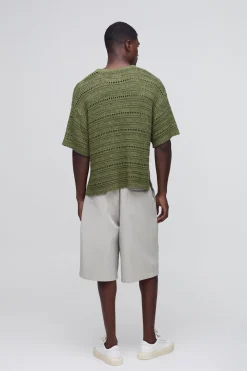 T-shirt tricoté en fil rappelant le crochet, surdimensionné et de coupe boxy