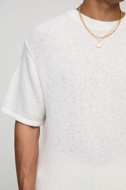 boohooMAN T-shirt tricoté fin à coupe boxy<Homme T-Shirts|Maille