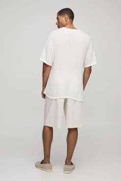 boohooMAN T-shirt tricoté fin à coupe boxy<Homme T-Shirts|Maille