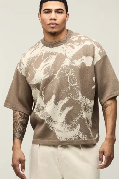 T-shirt Tricoté Jacquard Renaissance Coupe Ample Et Boxy Oversize