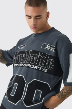 boohooMAN T-Shirt Tricoté Moto 100 Coupe Oversize<Homme T-Shirts|Maille