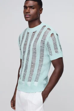 T-shirt tricoté à points d'échelle Regular Fit
